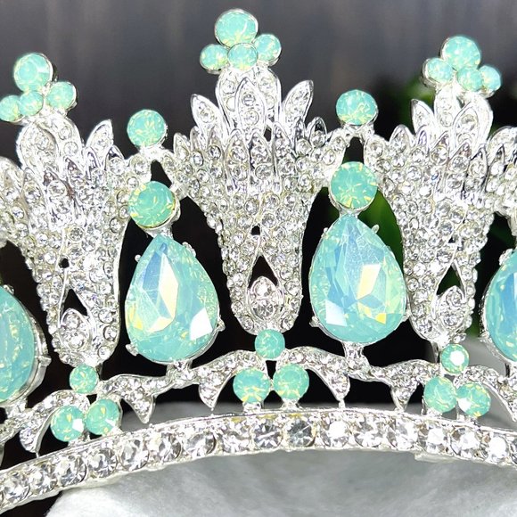 Vintage Bridal Wedding Tiara Crystal Gemstone Queen Silver Crown for Bridal Gift - Picture 3 of 4